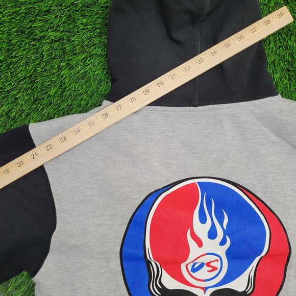 Vintage 90s Darkside Skull Crop Hoodie Medium 22x25 Two-Tone - Picture 5 of 16